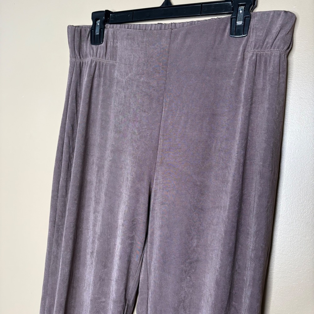Dana Buchman Womens Taupe Mauve Slinky Straight Leg Elastic Waist Pants Large